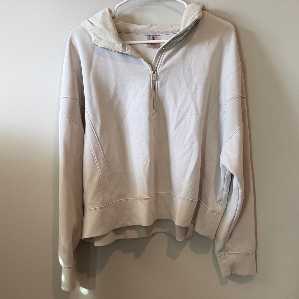 Cream Quarter-Zip Hoodie